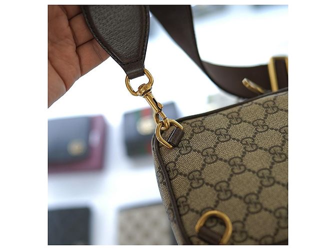 Gucci Borsa Mini Ophidia Sling in tessuto rivestito beige Marrone - vista 26