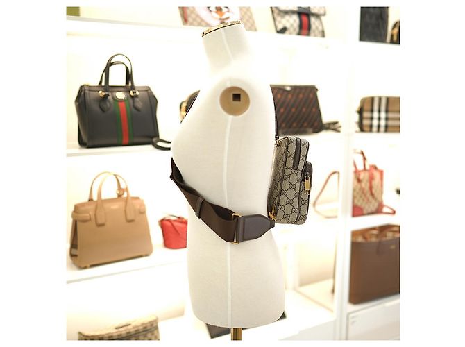 Gucci Borsa Mini Ophidia Sling in tessuto rivestito beige Marrone - vista 6