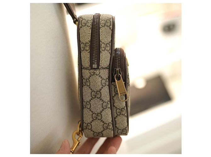 Gucci Borsa Mini Ophidia Sling in tessuto rivestito beige Marrone - vista 8