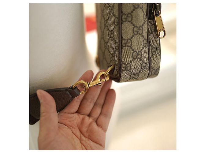 Gucci Borsa Mini Ophidia Sling in tessuto rivestito beige Marrone - vista 9