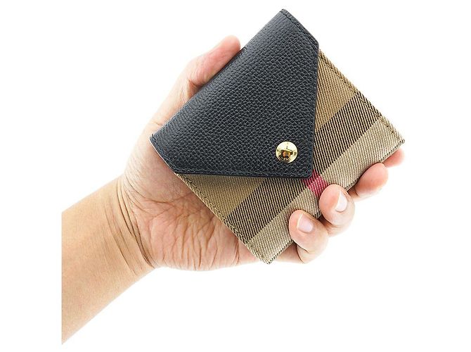 Burberry Lila schwarze Lederstoff Geldbörse - Ansicht 6