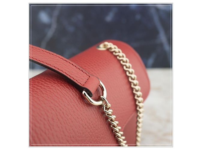 Gucci Borsa a spalla in pelle rossa con catena Rosso - vista 12