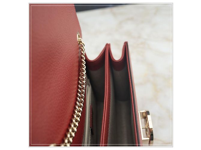 Gucci Borsa a spalla in pelle rossa con catena Rosso - vista 13