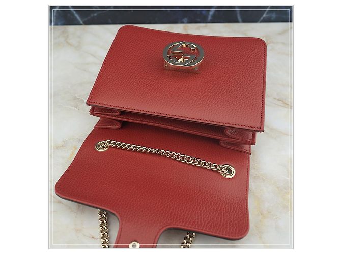 Gucci Borsa a spalla in pelle rossa con catena Rosso - vista 14