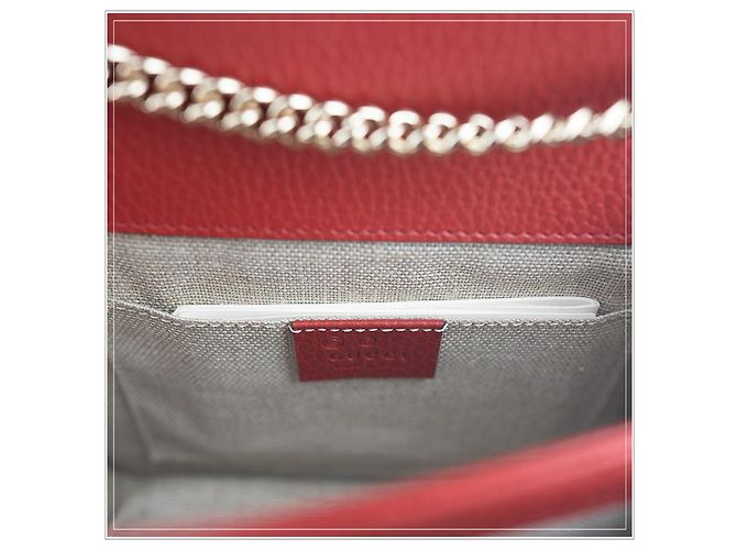 Gucci Borsa a spalla in pelle rossa con catena Rosso - vista 15