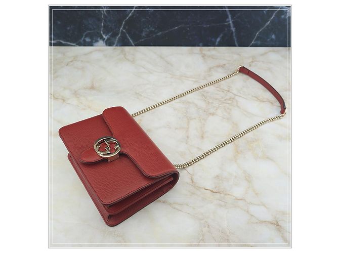 Gucci Borsa a spalla in pelle rossa con catena Rosso - vista 17