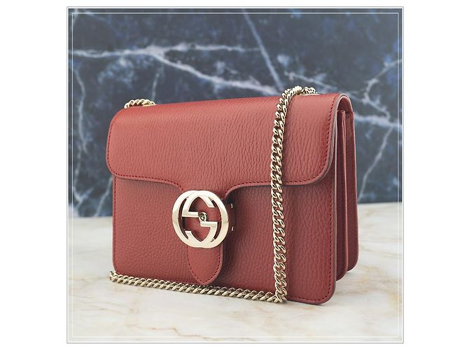 Gucci Borsa a spalla in pelle rossa con catena Rosso - vista 18