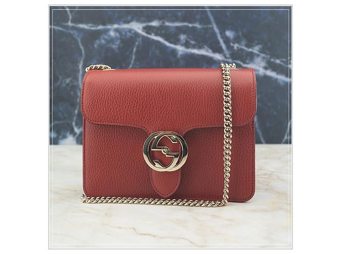 Gucci Borsa a spalla in pelle rossa con catena Rosso - vista 4