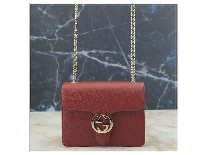 Gucci Borsa a spalla in pelle rossa con catena Rosso - vista 6
