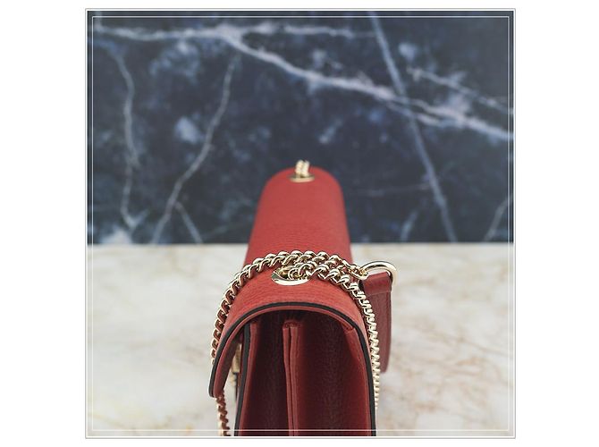 Gucci Borsa a spalla in pelle rossa con catena Rosso - vista 7