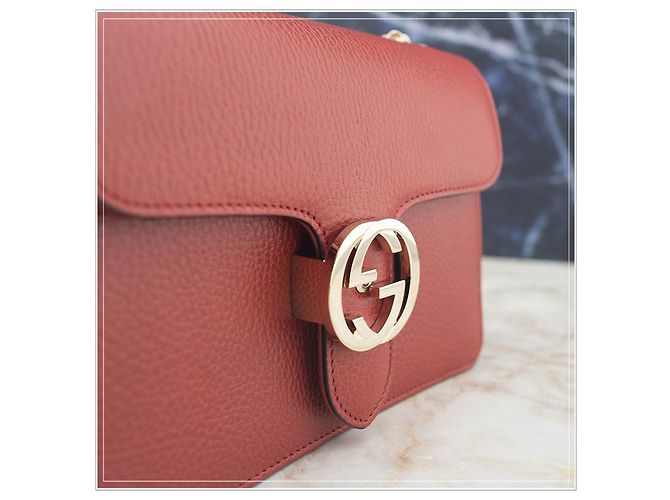 Gucci Borsa a spalla in pelle rossa con catena Rosso - vista 9