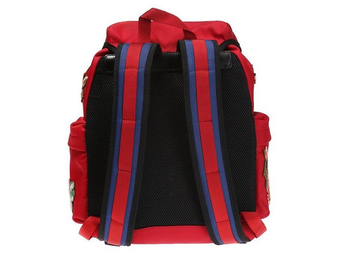 Gucci Red Canvas Floral Embroidery Backpack - view 3