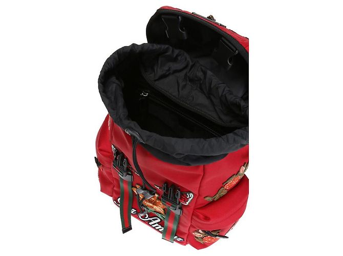 Gucci Red Canvas Floral Embroidery Backpack - view 7