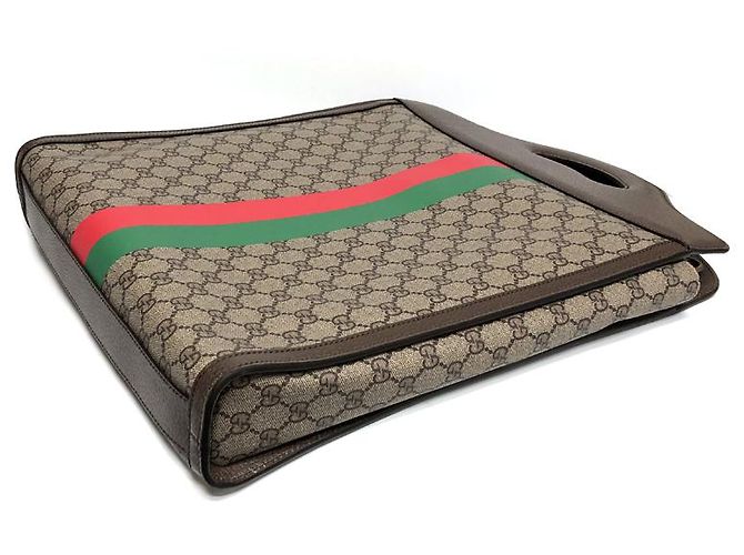 Gucci Tiger Print Two-Web Stripe Tote Bag Brown - view 10