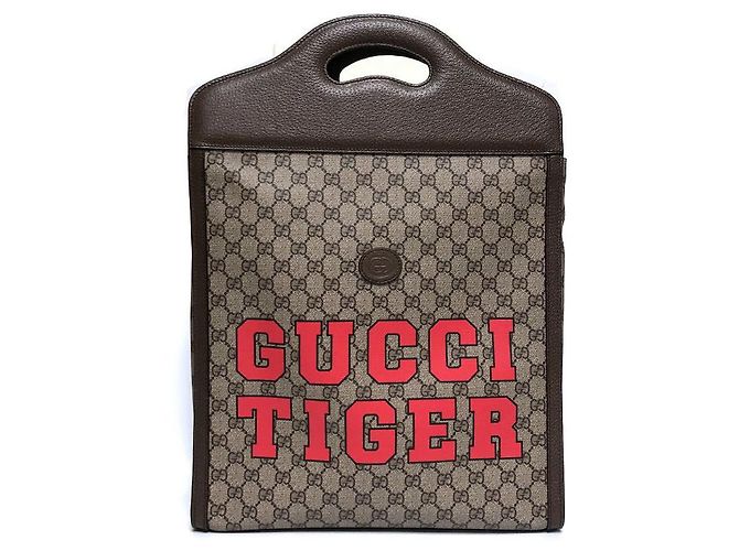Gucci Tiger Print Two-Web Stripe Tote Bag Brown - view 4