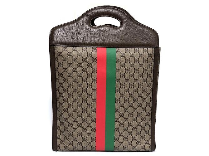 Gucci Tiger Print Two-Web Stripe Tote Bag Brown - view 9