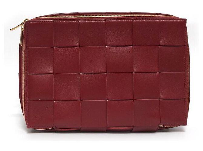 Bottega Veneta Clutch da Viaggio Rosso Scuro - vista 5