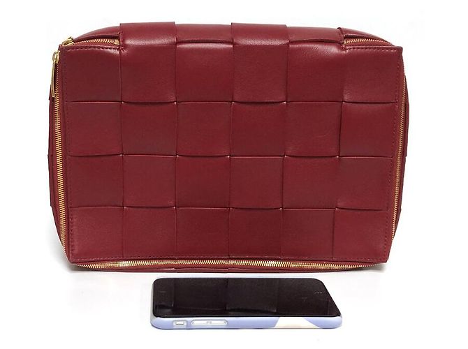 Bottega Veneta Clutch da Viaggio Rosso Scuro - vista 7