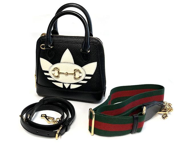Gucci Adidas Horsebit Schultertasche mit Obergriff Schwarz - Ansicht 4