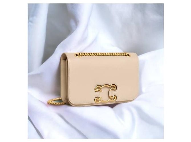Céline Borsa media in pelle di vitello lucida Bianco - vista 4