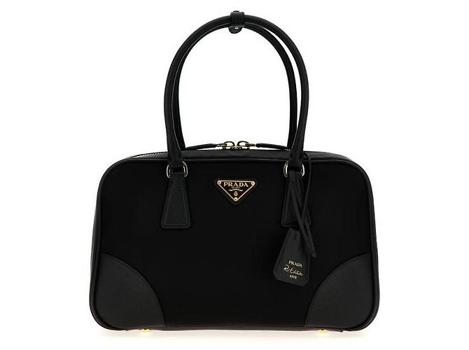 Prada Medium Lina Nylon Saffiano Tote Schwarz - Ansicht 4