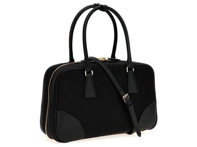 Prada Medium Lina Nylon Saffiano Tote Schwarz - Ansicht 5