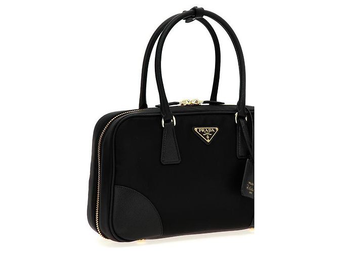 Prada Medium Lina Nylon Saffiano Tote Schwarz - Ansicht 6