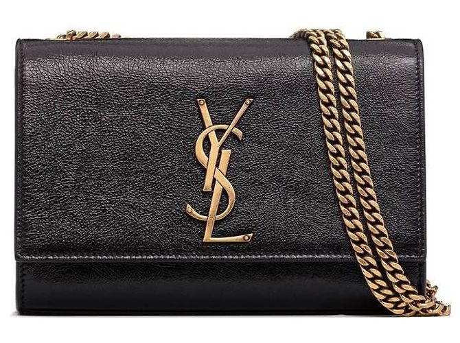 Saint Laurent Bolso Kate Small de cuero brillante Negro - vista 4