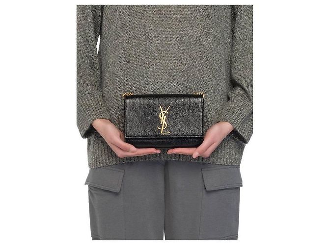 Saint Laurent Bolso Kate Small de cuero brillante Negro - vista 5