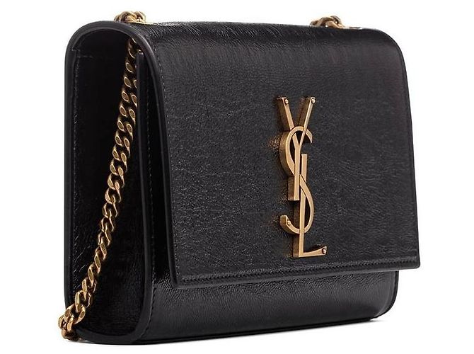 Saint Laurent Bolso Kate Small de cuero brillante Negro - vista 7