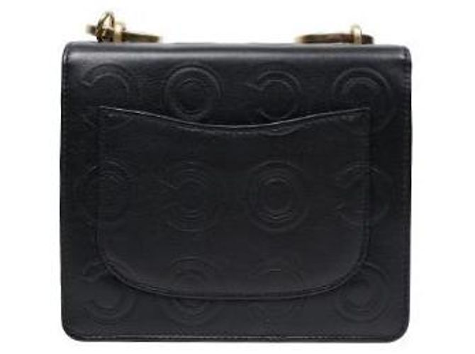 Chanel Borsa a spalla nera CC in rilievo con catena - vista 3