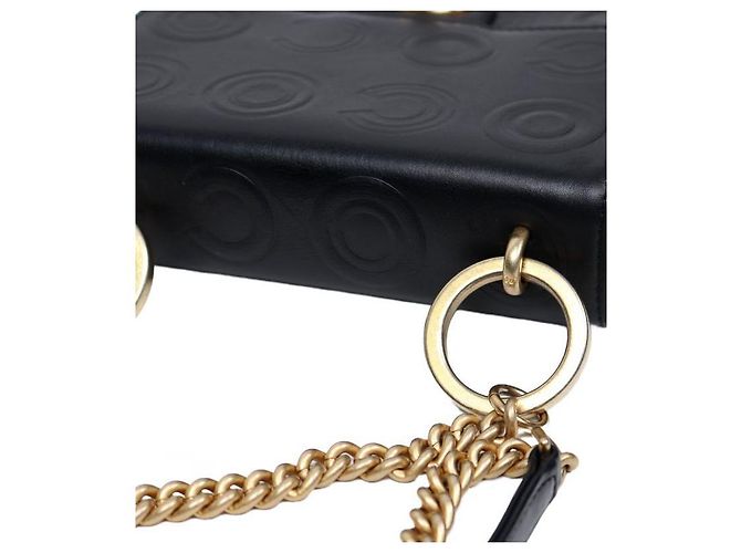 Chanel Borsa a spalla nera CC in rilievo con catena - vista 6