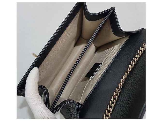 Gucci Piccola borsa a spalla con catena intrecciata Nero - vista 8