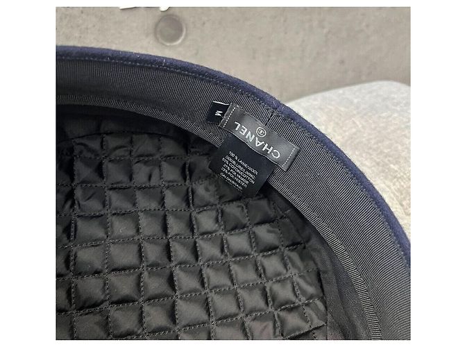 Chanel Cappello Newsboy in Lana Blu Navy - vista 6