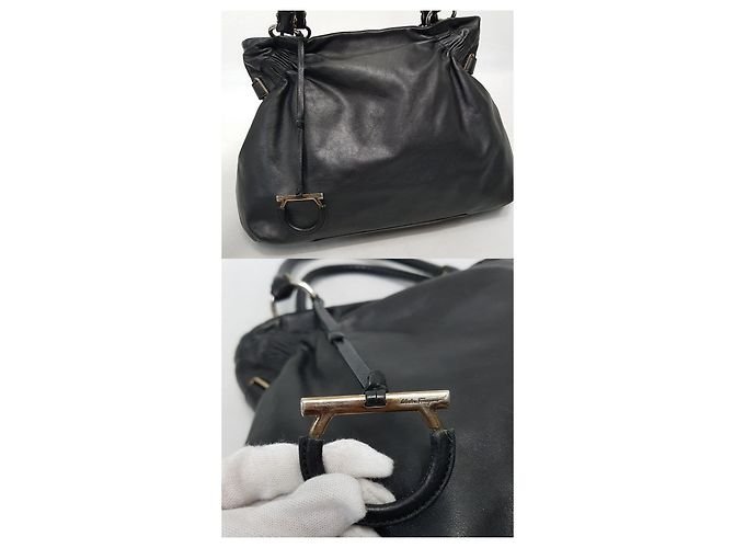 Salvatore Ferragamo Borsa a spalla in pelle nera - vista 2
