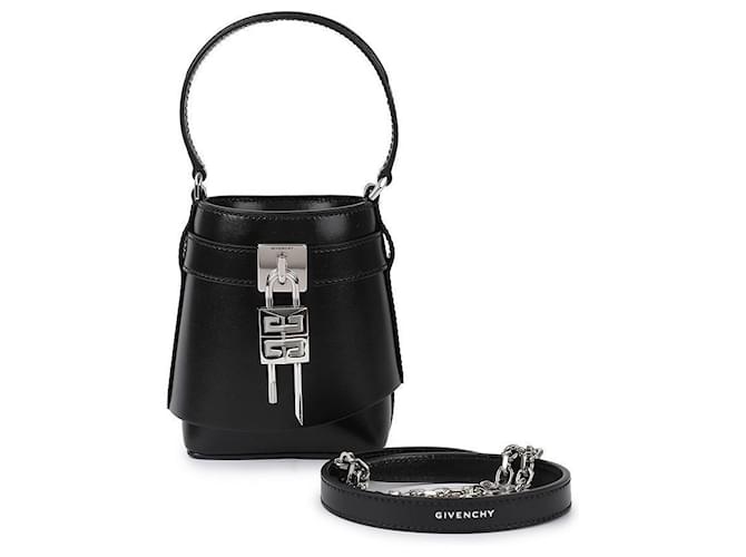 Givenchy Sharklock Box Leder Mikro-Eimer Tasche Schwarz - Ansicht 3