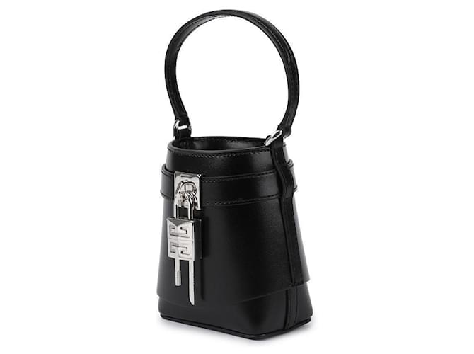 Givenchy Sharklock Box Leder Mikro-Eimer Tasche Schwarz - Ansicht 5