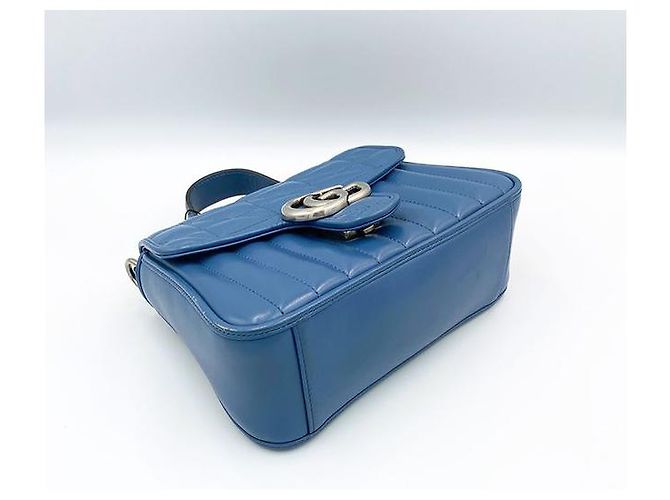 Gucci Borsa tote mini GG Marmont matelassé blu - vista 6