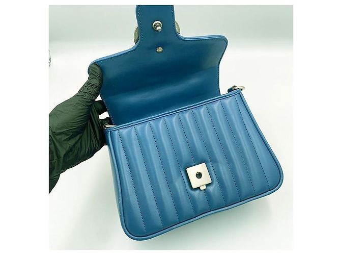 Gucci Borsa tote mini GG Marmont matelassé blu - vista 8