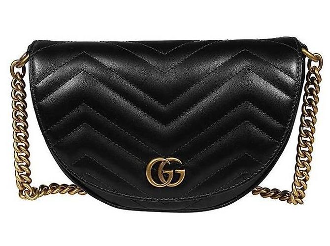 Gucci Borsa Mini GG Marmont Matelassé con Catena DTDHT Nero - vista 4