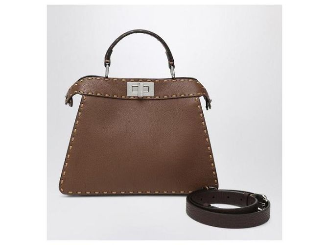 Fendi Borsa Peekaboo Small Vedi AYDI Marrone - vista 4