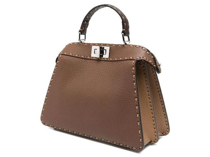 Fendi Borsa Peekaboo Small Vedi AYDI Marrone - vista 6