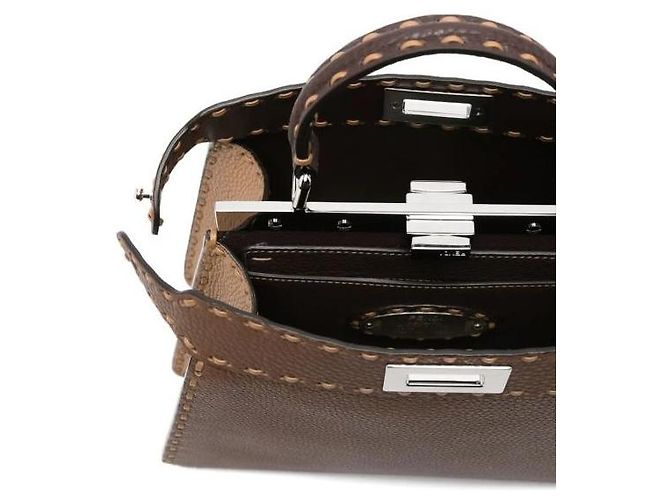 Fendi Borsa Peekaboo Small Vedi AYDI Marrone - vista 8