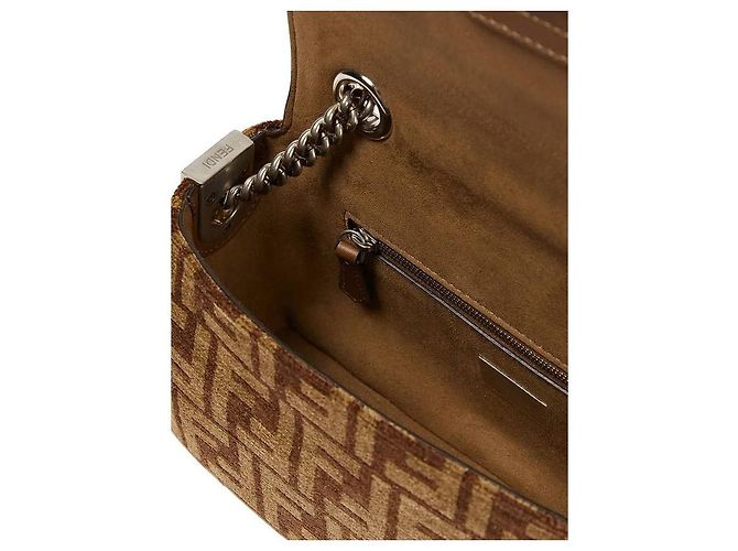 Fendi Borsa in tessuto midi con catena baguette Marrone - vista 7