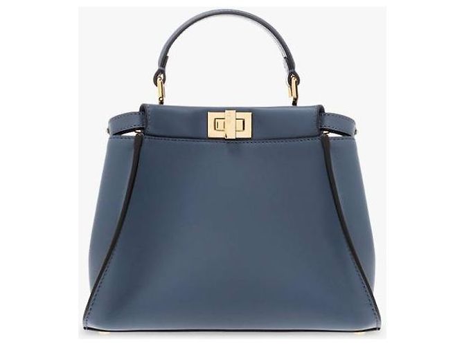Fendi Bolso de cuero Peekaboo Mini AHJW Azul - vista 4