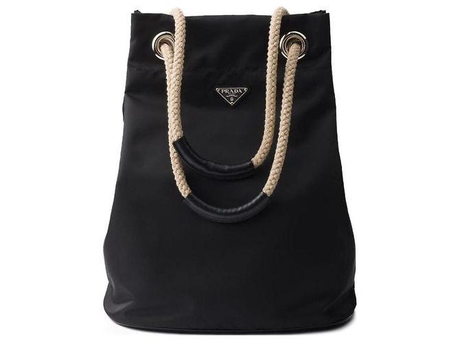 Prada Tote Medio in Nylon Mariner Rieditato Nero - vista 4