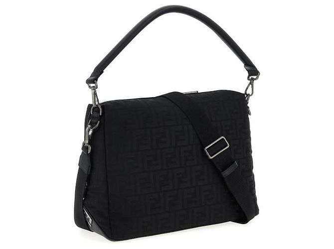 Fendi Grande borsa in nylon Nero - vista 5