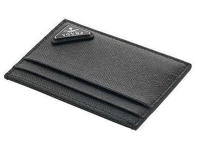 Prada Porta-cartões de couro Saffiano com logo triangular Preto - vista 4