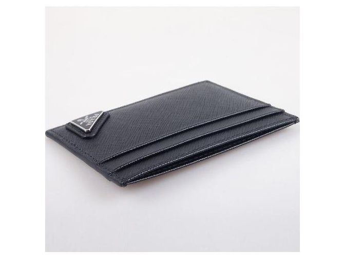Prada Porta-cartões de couro Saffiano com logo triangular Preto - vista 5
