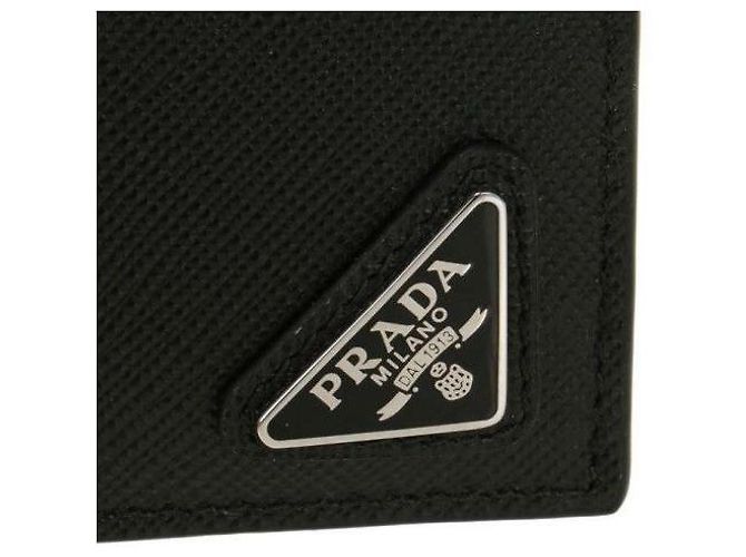 Prada Porta-cartões de couro Saffiano com logo triangular Preto - vista 7